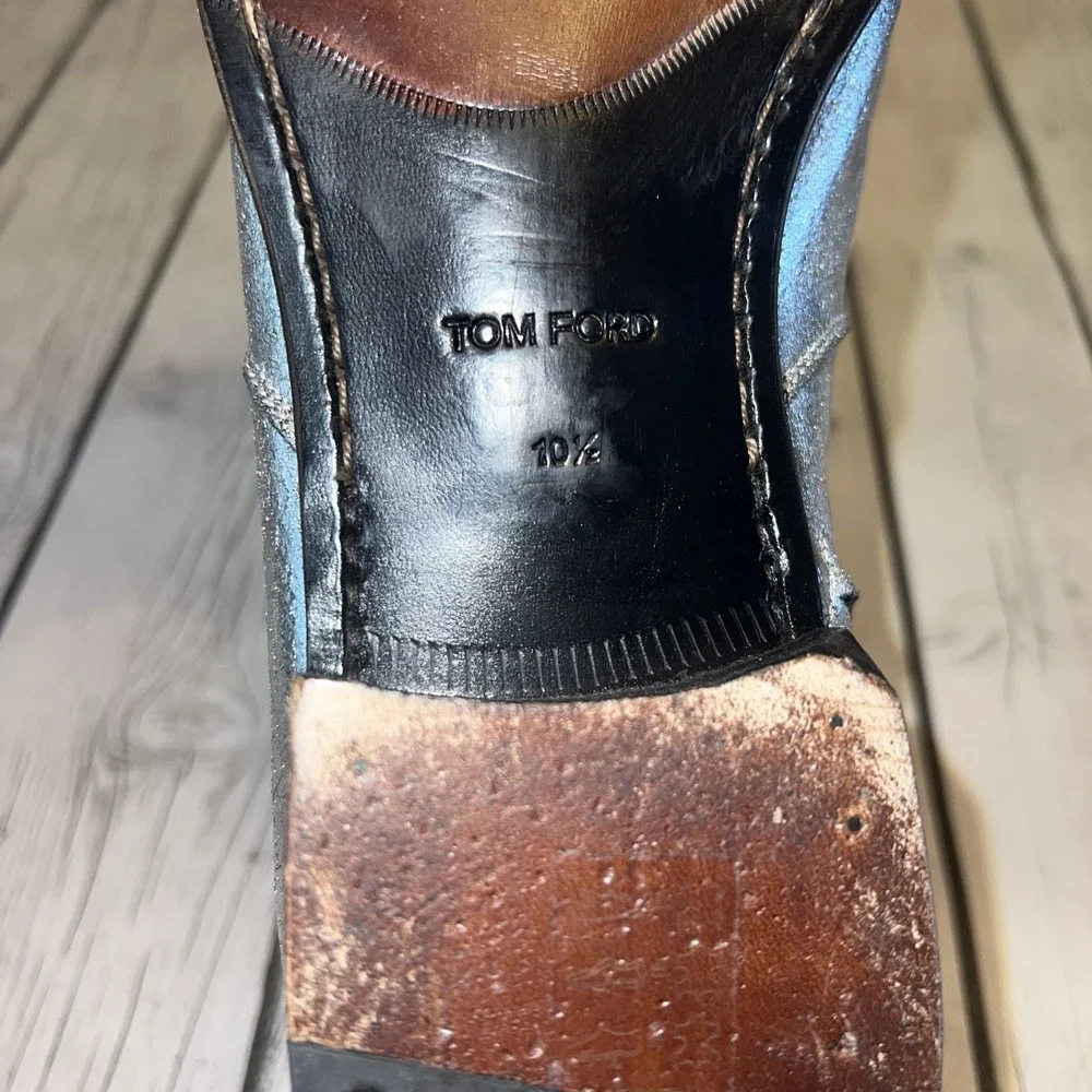 Tom Ford Edgar Silver Metallic Leather Side Zip Ankle Boots 10 1/2